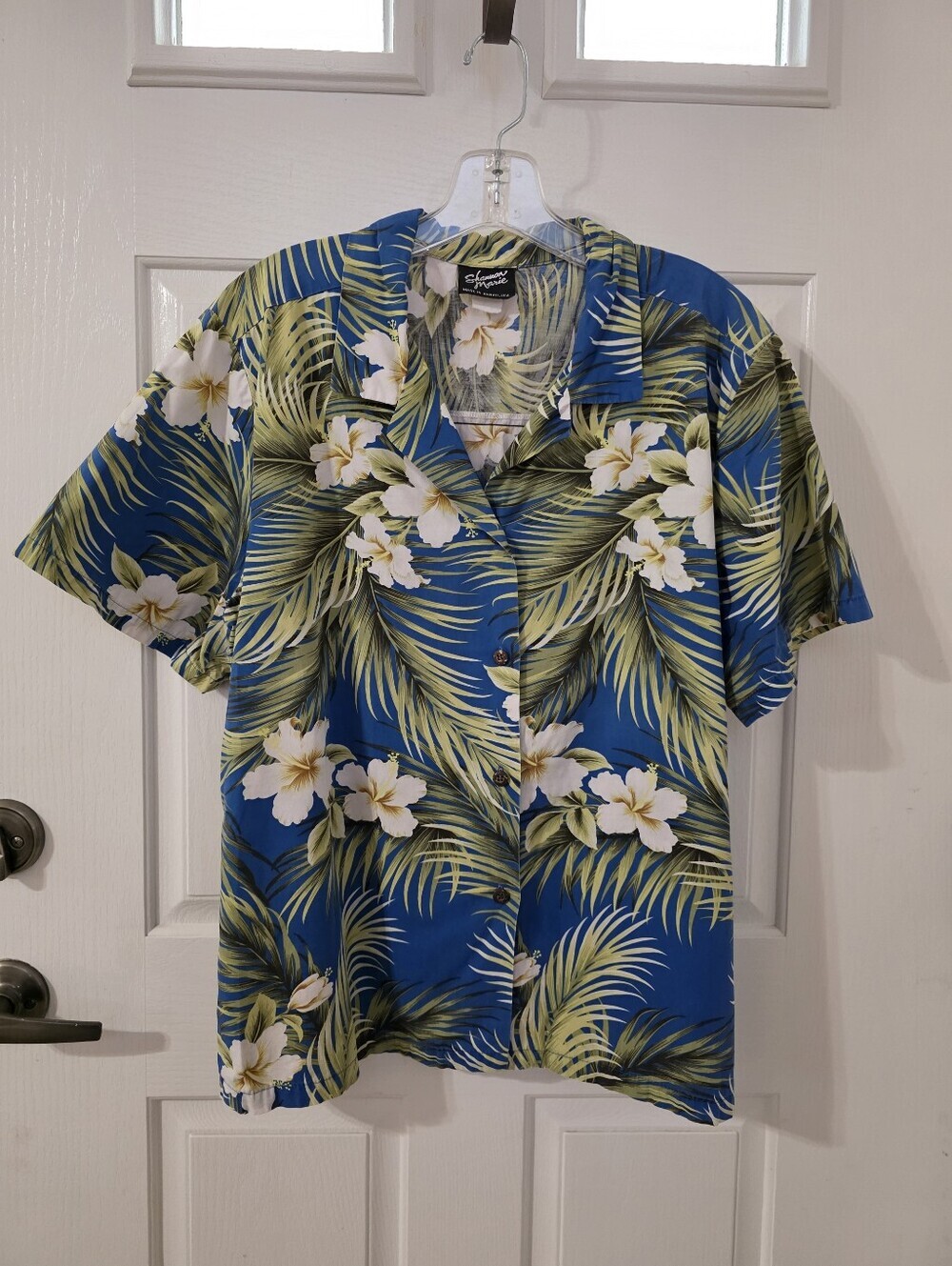 Maripe Yellow and Blue Palm-Print Button Shirt